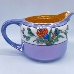 Rare NORITAKE Morimura Lusterware Creamer Blue, Floral, Gold